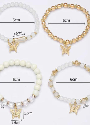 4Pcs Trendy Butterfly Beaded Bracelet Set
