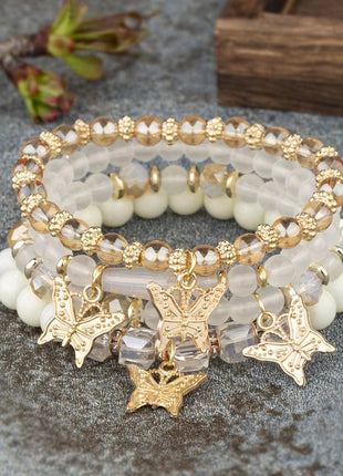 4Pcs Trendy Butterfly Beaded Bracelet Set