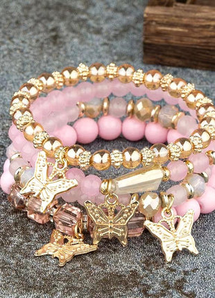 4Pcs Trendy Butterfly Beaded Bracelet Set