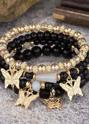 4Pcs Trendy Butterfly Beaded Bracelet Set