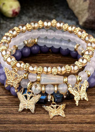 4Pcs Trendy Butterfly Beaded Bracelet Set