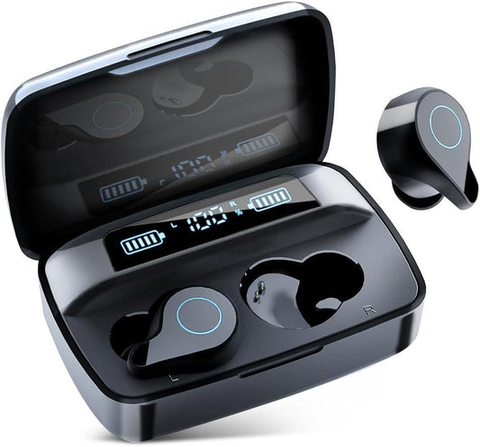 IPX7 Waterproof Earphones for Phone Sports: Bluetooth 5.3 Headphones, 88Hrs Playtime, 1800Mah Charging Case, In-Ear Stereo Earphones, Cell Function and Phone Charging  