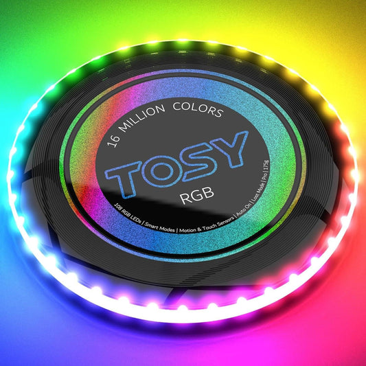 Flying Light Up Disc -  with 16 Million Color RGB or 36 or 360 Leds, Smart Modes, Auto Light Up, Rechargeable,175G Extremely Bright Frisbee