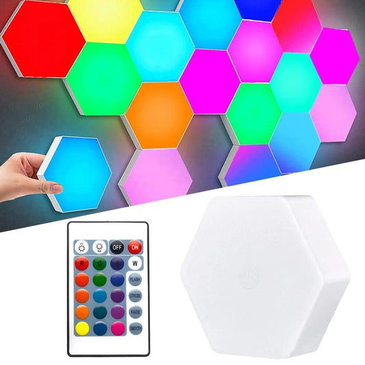 Hexagon Touch Sensor Wall Lamp: RGB LED Quantum Light for Colorful Bedroom Decoration