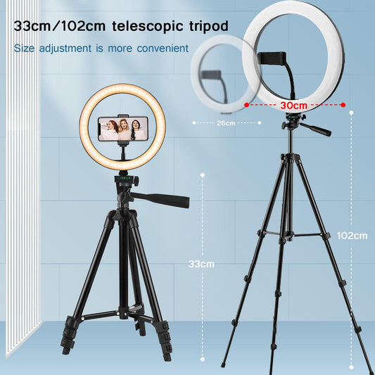26cm LED Selfie Ring Light with Remote Control and Tripod Stand